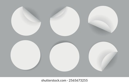 Set of Blank Circular Stickers showcasing Peel Effects for various creative uses