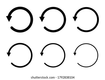 Set of blank circular symbol, arrow icon, refresh graphic vector. Collection of web button