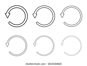Set of blank circular symbol, arrow icon, refresh graphic vector. Collection of web button