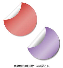 Set of blank colored stickers. Empty promotional labels. Vector illustration. Color round circle tags.