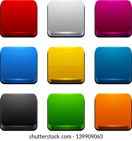 Set Of Blank Colorful 3d Square Buttons For Website Or App. Vector Eps10.