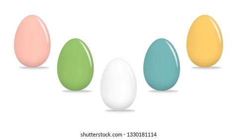 Set of blank colorful Easter eggs isolated on white background.