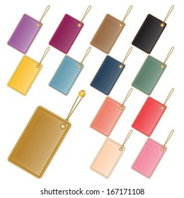 set of blank colorful leather label and tags. vector.