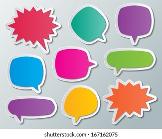 set of blank colorful paper speech bubbles. infographic elements. vector.