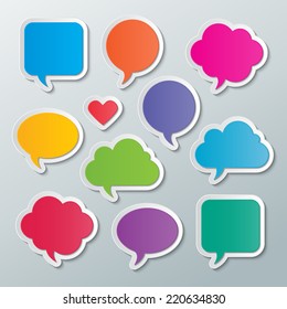 set of blank colorful paper speech bubbles. infographic elements. vector