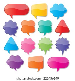 set of blank colorful paper speech bubbles. vector.