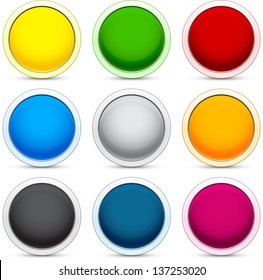 Set of blank colorful round buttons for website or app. Vector eps10.