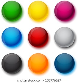 Set of blank colorful round buttons for website or app. Vector eps10 balls.