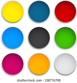 Set of blank colorful round buttons for website or app. Vector eps10. 