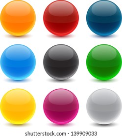 Set of blank colorful round buttons for website or app. Vector eps10 balls.