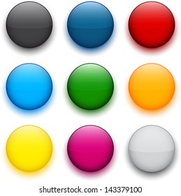 Conjunto de botones redondos de color en blanco para el sitio web o la aplicación. Vector eps10 bolas.
