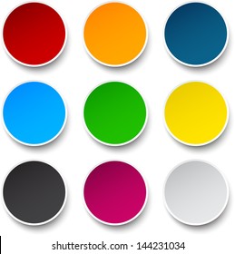 Set of blank colorful round buttons for website or app. Vector eps10.