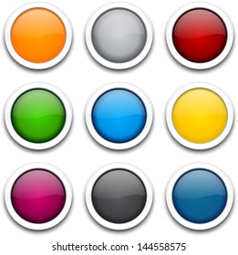 Set of blank colorful round buttons for website or app. Vector eps10.