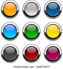 Set of blank colorful round buttons for website or app. Vector eps10.