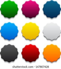 Conjunto de botones redondos de color en blanco para el sitio web o la aplicación. Vector eps10.