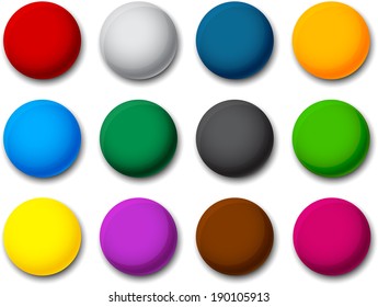 Set of blank colorful round buttons for website or app. Vector eps10 balls.