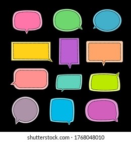 set of blank colorful speech bubble in flat design, collection of sticker for chat symbol, label, tag or dialog word