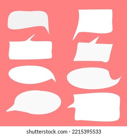 set of blank colorful speech bubble on pink background, collection of sticker for chat symbol, label, tag or dialog word