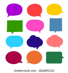 set of blank colorful speech bubbles vector in flat design, collection of sticker for chat symbol, tag, label or dialog word