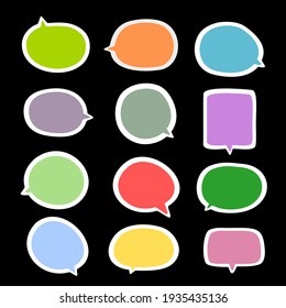 set of blank colorful speech bubbles vector in flat design, collection of sticker for chat symbol, tag, label or dialog word