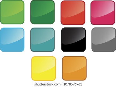 Set of blank colorful square buttons