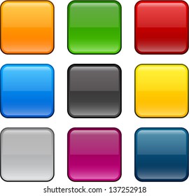 Set of blank colorful square buttons for website or app. Vector eps10.