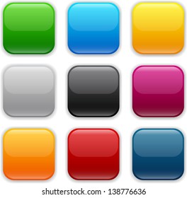 Set of blank colorful square buttons for website or app. Vector eps10.