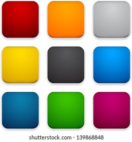 Set of blank colorful square buttons for website or app. Vector eps10.