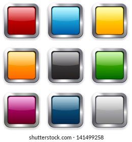 Set of blank colorful square buttons for website or app. Vector eps10.