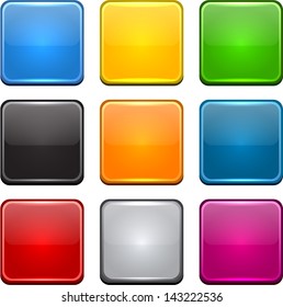 Set of blank colorful square buttons for website or app. Vector eps10.