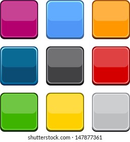 Set of blank colorful square buttons for website or app. Vector eps10.