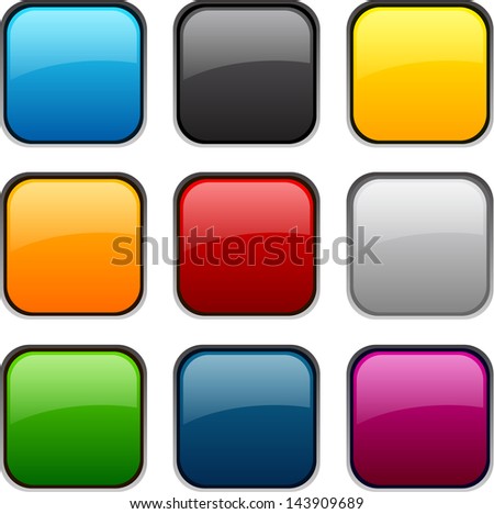 Set of blank colorful square buttons for website or app. Vector eps10.
