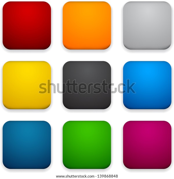 Set Blank Colorful Square Buttons Website Stock Vector (Royalty Free ...