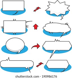 Set of blank comic speech bubbles in pop art style 