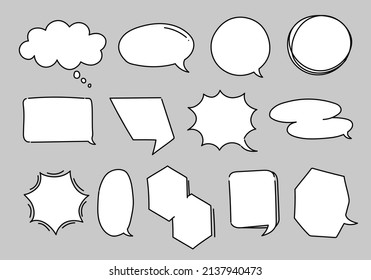 A set of blank comic speech bubbles