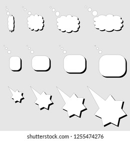 Set of blank communication bubbles. Vector graphic illustration.