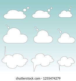 Set of blank communication bubbles. Vector graphic illustration.
