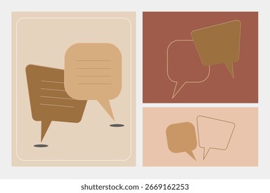 Um conjunto de balões de correspondência em branco estilo de corte de papel 3D. Para apresentações, quadrinhos e designs criativos, ilustração vetorial