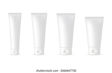 Set of Blank Cosmetic Tubes Isolated on White Background. Vector Illustration