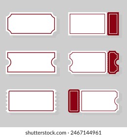 Set blank coupon voucher template, blank coupon or cinema movie ticket