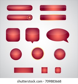 Set of blank dark red, maroon web buttons, icons for website or app, Vector illustration eps10