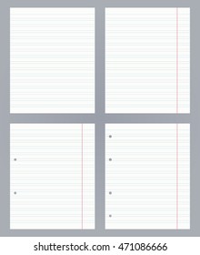 Set blank double-lined exercise book. Vector illustration exercise book with double lines on gray background.
