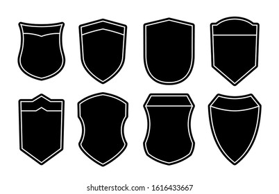 Set of blank empty dark shields. Black badge