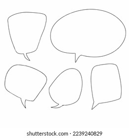 set blank empty hand drawn speech bubbles. thought, message, text, chat, balloon, comic. vector design illustration