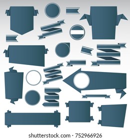 Set of blank, empty retro product recommendations, origami vintage labels set.Vector design elements.