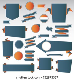 Set of blank, empty retro product recommendations, origami vintage labels set.Vector design elements.