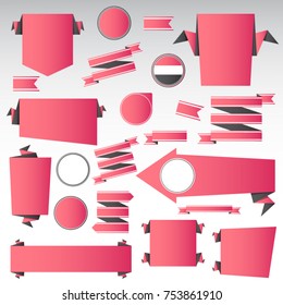 Set of blank, empty retro product recommendations, origami vintage labels set.Vector design elements.