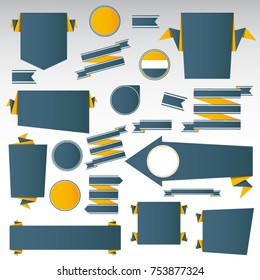 Set of blank, empty retro product recommendations, origami vintage labels set.Vector design elements.