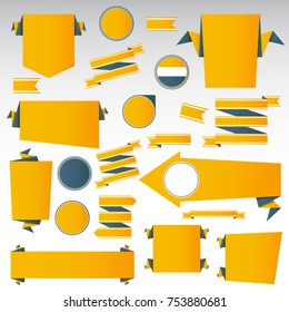 Set of blank, empty retro product recommendations, origami vintage labels set.Vector design elements.
