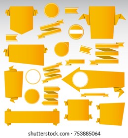 Set of blank, empty retro product recommendations, origami vintage labels set.Vector design elements.